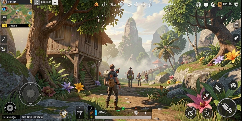 Screenshot gameplay BUAH4D yang menunjukkan petualangan seru dalam dunia terbuka.