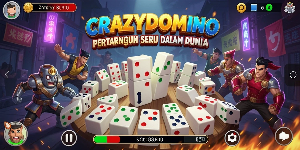 Tampilan seru dari gameplay crazy domino yang mendebarkan.