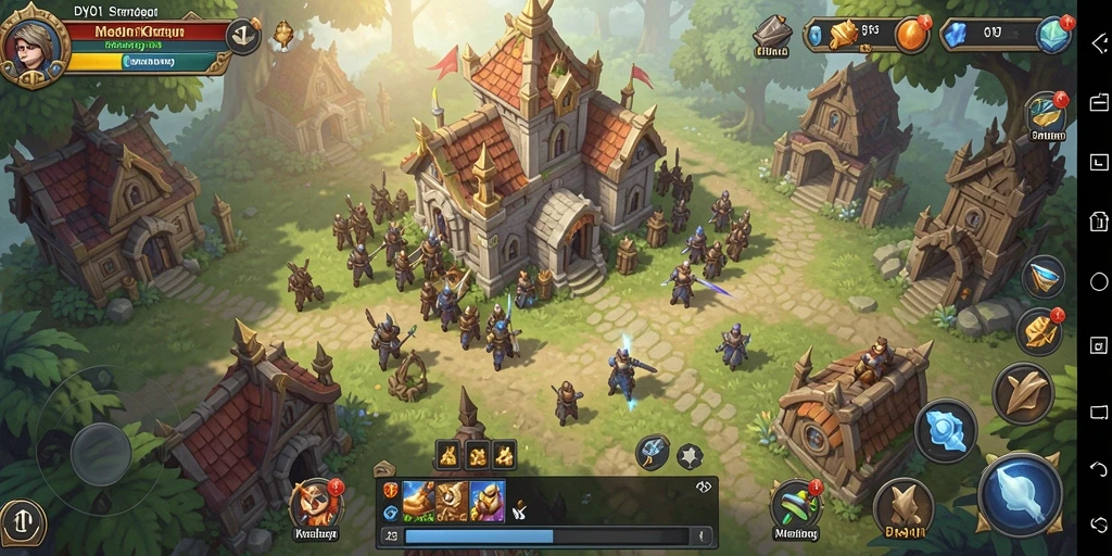 Tampilan gameplay <strong>DY01</strong> yang intens dan strategis saat membangun kerajaan.