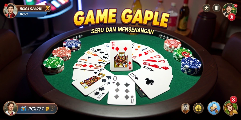 Tampilan gameplay PCX777 yang seru dan interaktif saat bermain Gaple.