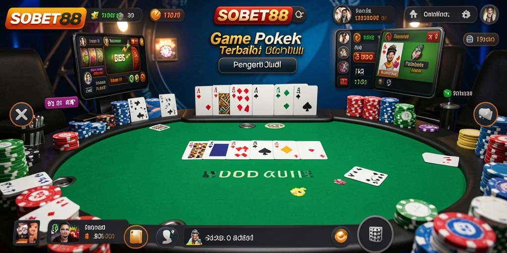 Tampilan seru permainan poker di SOBET88, siap untuk dimainkan.
