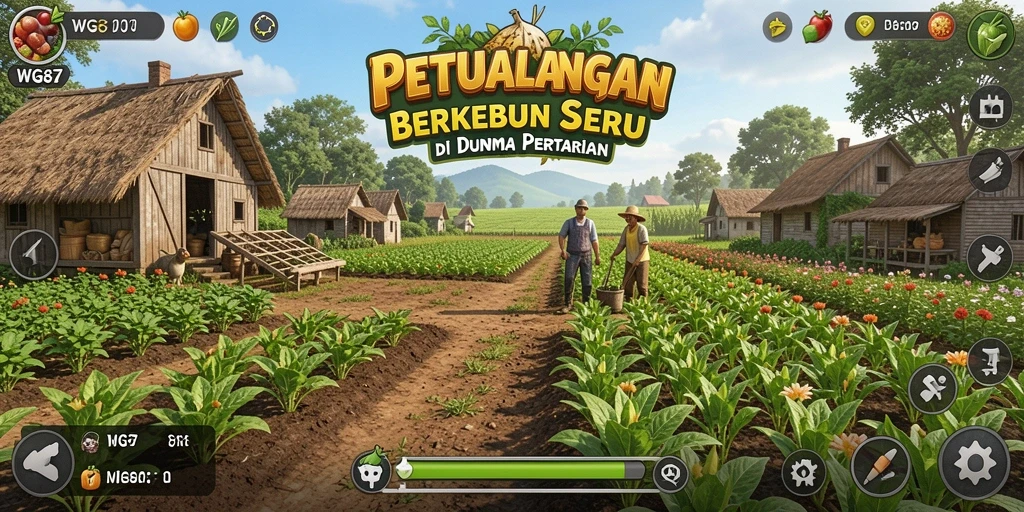 Screenshot menunjukkan gameplay interaktif dan seru dalam pertanian.